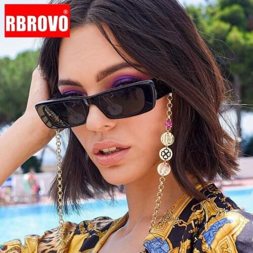 RBROVO Rectangular Retro Sunglasses Women Luxury Brand Eyeglasses Women Small Eyewear for Women/Men Mirror Lentes De Sol Mujer