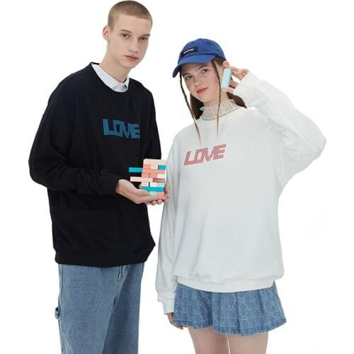 Oversized Kawaii Love Rhinestone Crewneck Sweatshirts for Women Cute Japanese Harajuku Streetwear Hip Hop Pullovers Sweatshirt