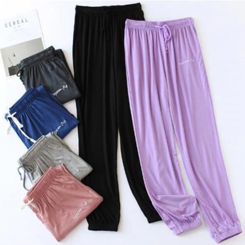 Lazy loose home wear pant modal cotton sleepwear pants autumn winter bottoms womens lounge wear trousers female pajama pants