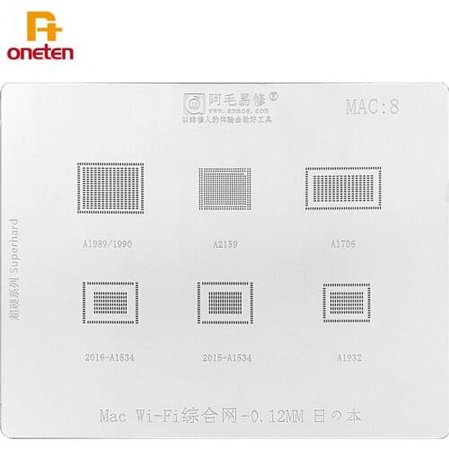 Amaoe BGA MAC8 Reballing Stencil For APPLE Macbook Wifi Chip A1989 A2159 A1706 A1534 A1932 CPU Steel Mesh