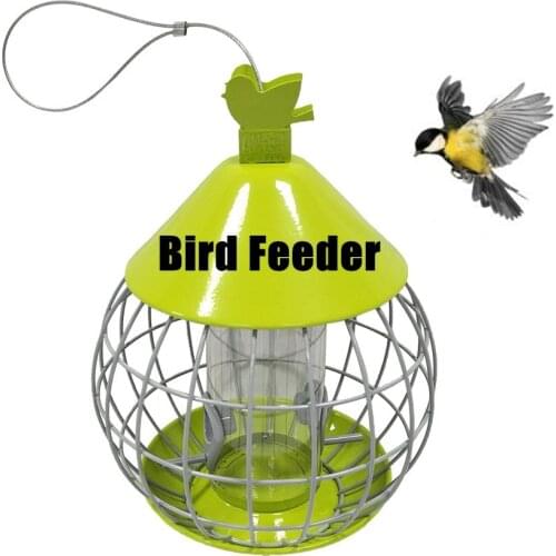 Outdoor Bird Feeder Hanging Bird Feeding Cage Anti Squirrel Garden Park Bird Feed Iron Cage Pet Bird Supplies