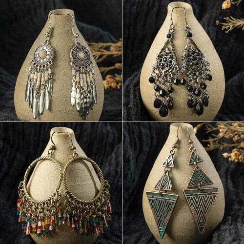 Vintage Tassel Fringe Women Earrings for Women Acrylic Black Geometric Drop Earing Bohemian Statement Jewelry Oorbellen Kolczyki