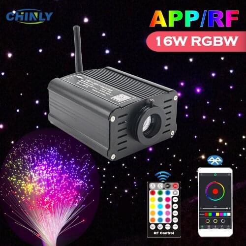 Fiber Optic Lights Bluetooth APP Smart Mobile Control 16W RGBW RF Controller Optical Fiber Cable Star Effect Ceiling Lighting