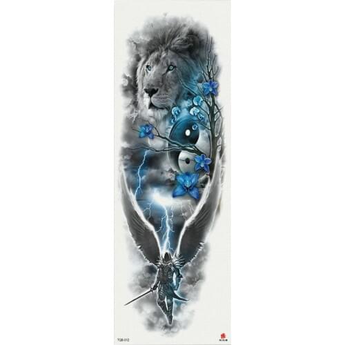 1 Piece Temporary Tattoo Sticker Yellow green Death roses pattern Full Flower Tattoo with Arm Body Art Large Fake Tatto