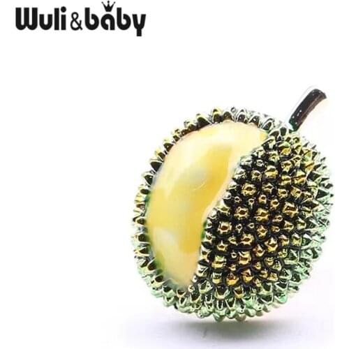 Wuli&baby Summer Durian Collar Pins For Women Enamel Fruits Party Office Brooch Pins Gifts