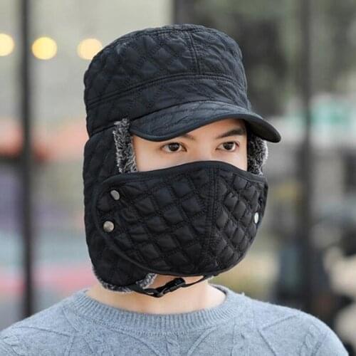 XdanqinX Mens Trendy Duck Tongue Bomber Hat New Winter Windproof Cold Proof Warm Velvet Ear Protection Earmuff Cap Men Flat Cap