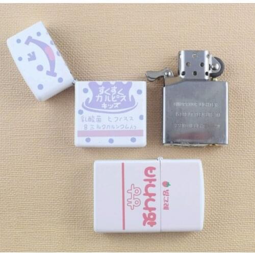 Japanese lovely milk tea shop drinks snacks Small Fresh pattern Kerosene gasoline petroleum oil cigarette lighter gift（No fuel