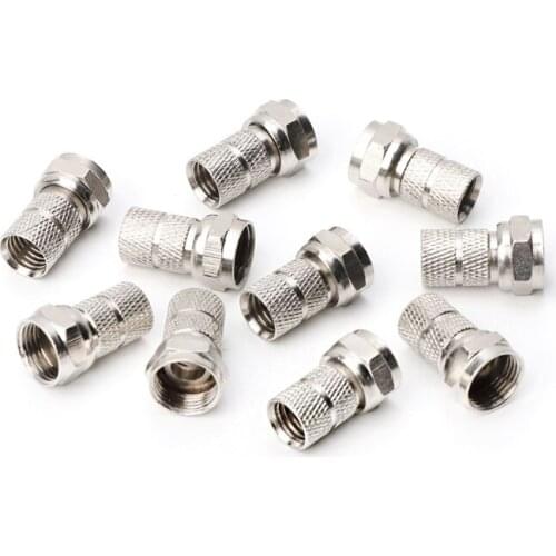 10Pcs F type Satellite Plug for Coaxial Cable RG6 Satellite TV Antenna Connector