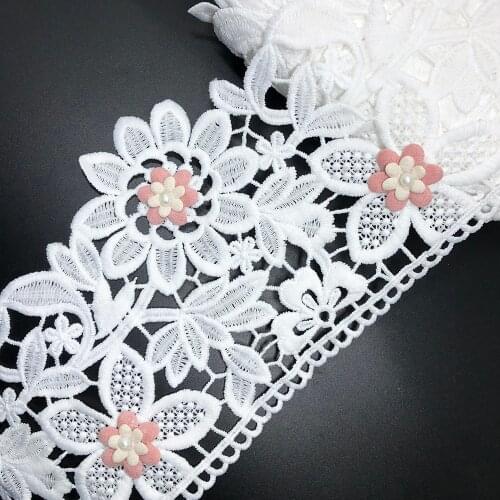 10yard 13cm 3d Lace Fabric With Beads Patch Cloth Sticker Flower Diy Handmade Arts Craft Sewing Trim Curtains Wedding Skirt Deco