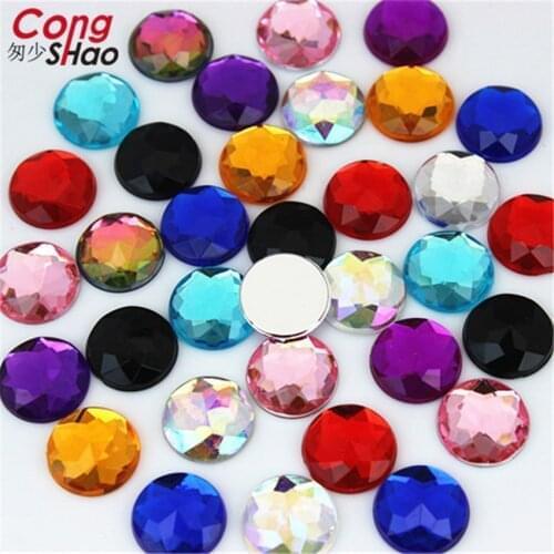 100Pcs 12mm Round Acrylic Rhinestones Applique Stones And Crystals Flat Back Beads DIY Wedding Dress Crafts Accessories 8Y91