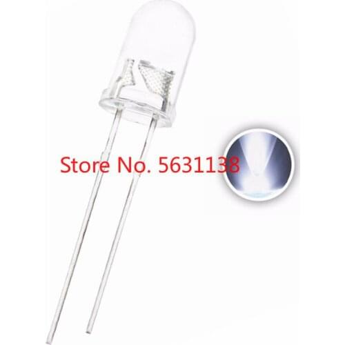 100PCS 5MM White LED Emitting Diode Transparent 3.0V 20mA DIP-2 Round Head WATER CLEAR Ultra bright Lamps light beads chip led