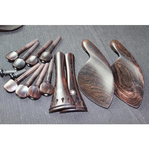 2set Brand new natural ebony 4/4 violin parts peg tailpiece chinrest endpin