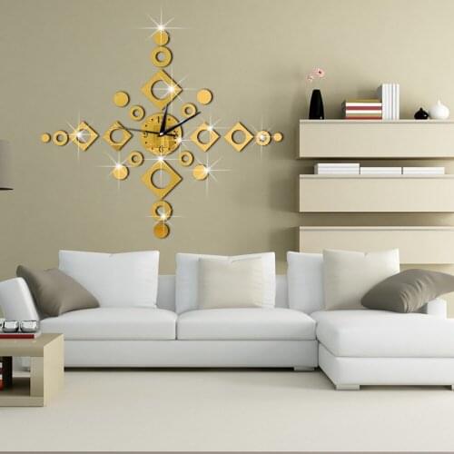 Wind bell 3D mirror wall sticker Acrylic mirror Decorative clock Creativity Silent Mirror Wall clock Home background decoration