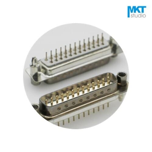 100Pcs Gold Plated Male/Female White Straight DB25 DR25 DP25 D-sub PCB Mount VGA Connector Socket With Screw Nuts