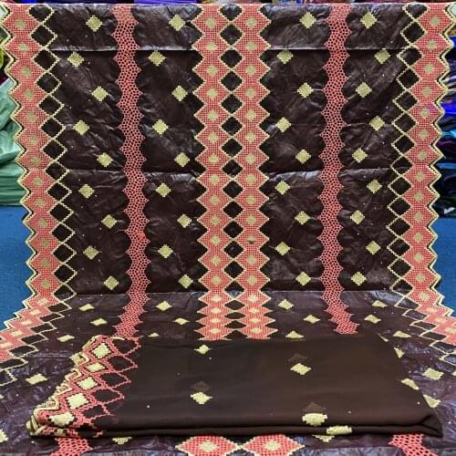 Bazin Riche Fabric For Women 100% Cotton African Basin Jacquard Brocade Material Basin Riche Fabric With Nigerian Scarf 7Yards