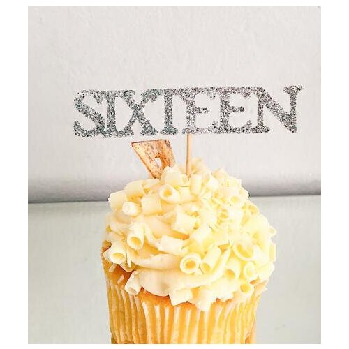 Custom age glitter Sweet 16 birthday cupcake toppers baptism Anniversary wedding party decoration doughnut food toothpicks