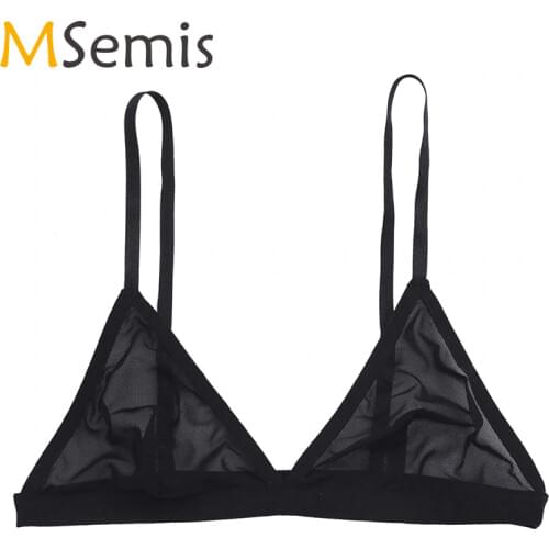 Womens Lingerie Bra Tops Sexy Exotic Tops Soft Sheer Mesh Triangle Bralette Wire-free Unlined Bra Nightwear Sleapwear Female