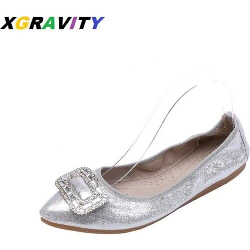 C364 XGRAVITY New Spring Summer Flat Shoes Pointed Toe Flats Elegant Comfortable Ladies Loafers Female Ballet Shoes Soft Shoes
