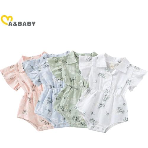 Ma&Baby 0-24M Summer Newborn Infant Baby Girl Romper Flower Ruffles Jumpsuit Short Sleeve Baby Girls Clothing Costumes DD15