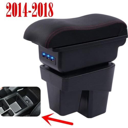 For Honda Fit Jazz 3rd generation armrest box central Store content Storage box with cup holder ashtray USB interface 2014-2017