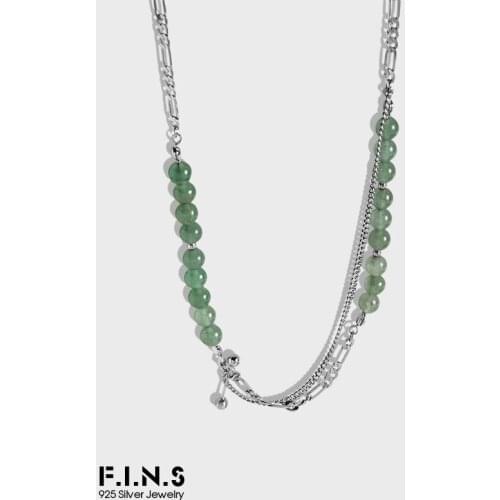 F.I.N.S New 2021 Summer Natural Green Stone Aventurine Necklace Bead Handmade Choker Clavicle Chain Necklace Fine Jewelry