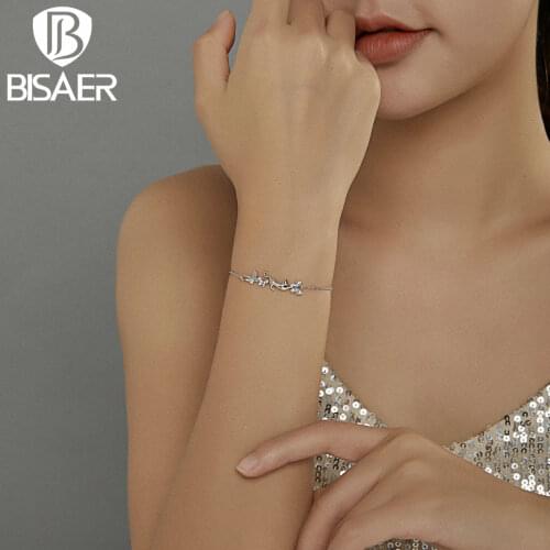 BISAER Real 925 Sterling Silver Cat & Butterflies Rings & Bracelets For Women Engagement Fine S925 Jewelry Sets Gift