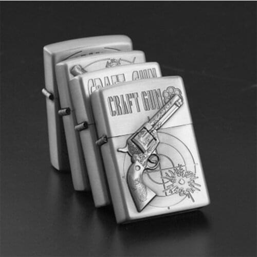 Creative Bronze Kerosene Machine Personality Gasoline Carve Grinding Wheel Open Flame Windproof Cigarettes Lighter Smoking Gift