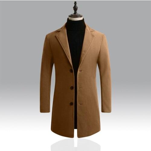 2020 New Autumn Winter Male Overcoat Casual Solid Lapel Long Sleeves Coats Long Windbreaker Simplicity Self Cultivation