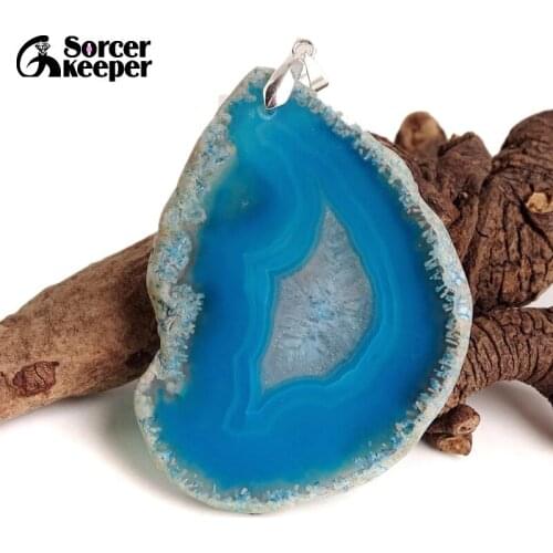 Natural Gem Stone Jewelry Multi-color Rough Art Botswana Agates Slice Beads Pendant Necklace New Trendy Gift for mens BD244