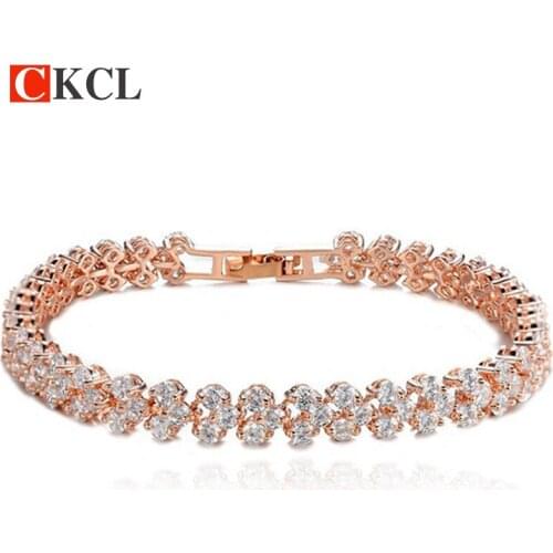 New Hot Clear Zirconia Crystal Gold / Silver Color Bracelets & Bangles Roma Bracelet For Women Fashion Jewelry