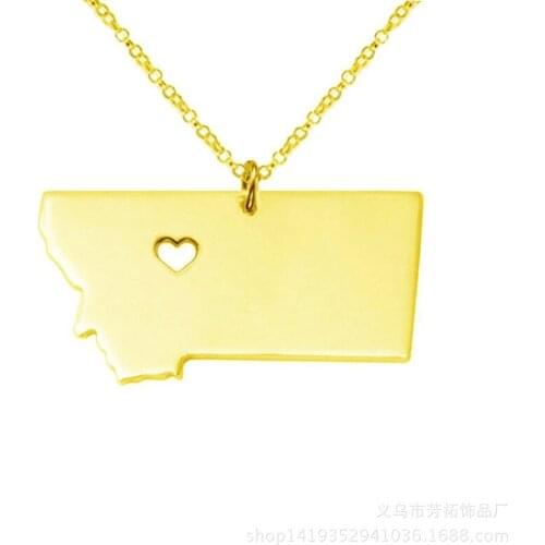 Popular in Europe and the United States, Montana pendant jewelry USA State stainless steel map necklace
