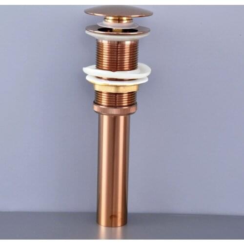 Rose Gold Color Brass Bathroom Large Round Cap Pop UP Sink Drain Without Overflow Dsd076