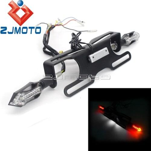 Motorcycle Turn Signals Running Tail Light Integrated License Plate Bracket Lights for Yamaha Honda Kawasaki Fender Eliminator