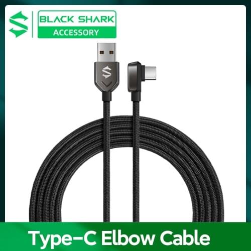 New 2021 Black Shark 1.8M Ultra length USB Data Cable Type-c 3A Fast charging Right Angle Android Braided Wire Zinc alloy