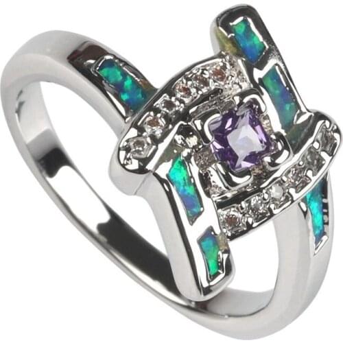 SHUNXUNZE Purple Cubic Zirconia and bule opal vintage wedding rings for men and women alibaba-express Rhodium Plated R607 size 7