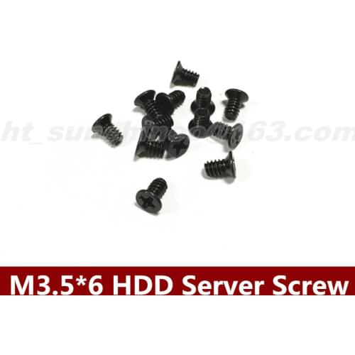 Free shipping 7000PCS/LOT Computer Hard disk Flat Head Screws Cross Bolts Black M3.5*6 Server Screw