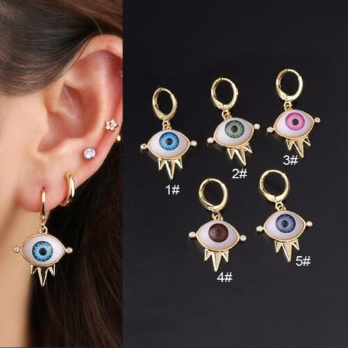 1PC Bohemian Rainbow Eyes Statement Earrings Piercing Earrings for Women Drop Dangle Earring Hoops Piercing Cartilage Jewelry