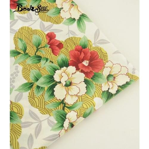 Booksew 100% Cotton Poplin Fabric Printed Flower Design Fat Quarter Quilting Cloth For Shirt Craft Dress Scrapbooking Patchwork