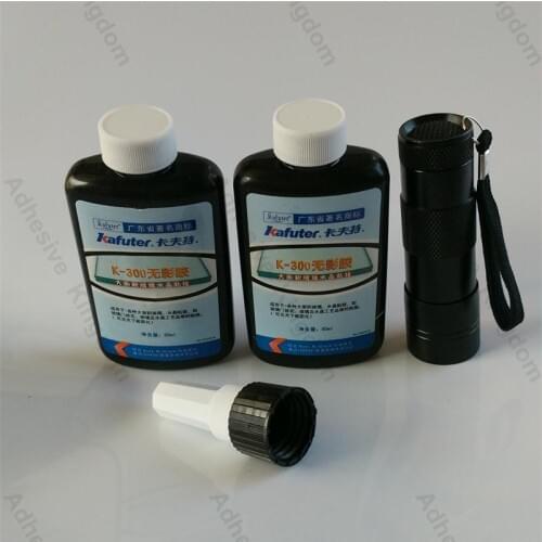 100% Genuine 2pcs 50ml kafuter K-300 UV glue+portable UV flashlight uv curing adhesive Large area crystal glass bonding adhesive
