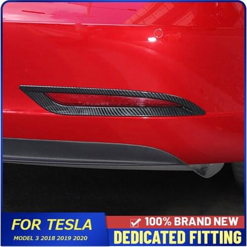 2018 2019 2020 For Tesla Model 3 Rear Bumper Foglight Trims Strips ABS Material Tail Back Fog Lamp Cover Stickers