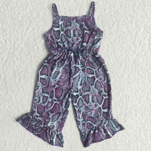 2021 New arrival Toddle Girls Snake Print Romper Jumpsuit Kids Flare Long Pants Overalls Summer Fall Kids Clothing Baby Clothes