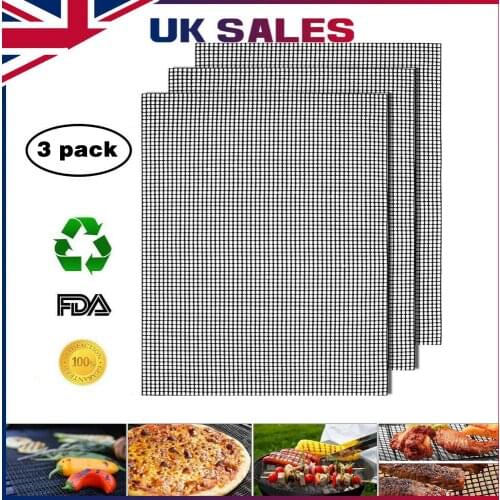 3PCS Non-Stick BBQ Grill Mat 30x40CM Grid Shape Mat Cooking Grilling Sheet Grill Mesh Mats Outdoor Baking Kitchen Accessories