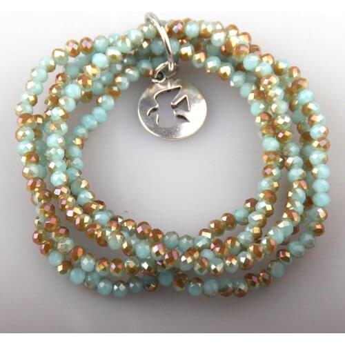 6 Strands Bird Tree Pendants Stretchy Bracelets Glass Beaded Bracelet & Bangle