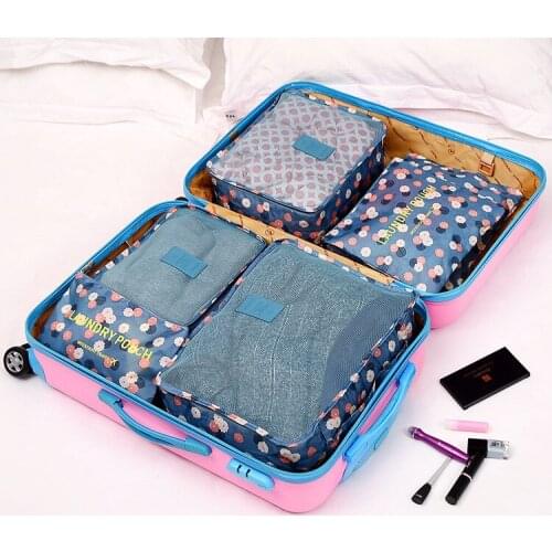 6Pcs/Set Large Capacity Of Unisex Clothing Sorting Organizer Bag Portable Packing Cube Travel Bag Easy Bag Smart Make-up Bag
