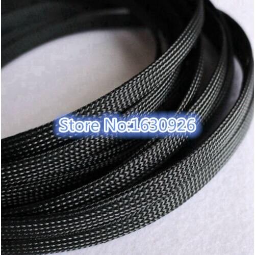 Free shipping 50m Wire Cable Protect Black 7mm Dia PET Nylon Braided Cable Sleeve