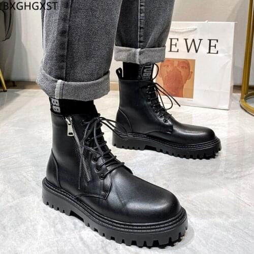 Platform Boots for Men Male Designer Shoes Men Ankle Boots Man Shoes Black Motorcycle Boots Men Shoes Leather Zapatos De Hombre