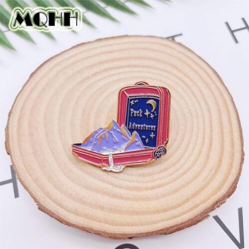 Creativity Personality Mountain Peak Glacier Moon Enamel Pins Treasure Chest Mysterious Gems Fun Alloy Brooch Badge Jewelry Gift