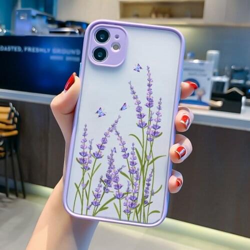 Butterfly Lavender Higan Flower Phone Case For 12 mini 11 pro max X XR XS Max 6s 7 8 plus SE2020 Hard Shockproof Back Cover Case