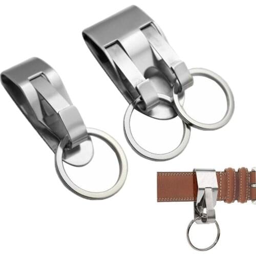 Stainless Steel Keyring Security Clip On Heavy Duty Belt Key Clip Belt Keychain 2 Detachable Keyrings Belt Key Holder Accessorie