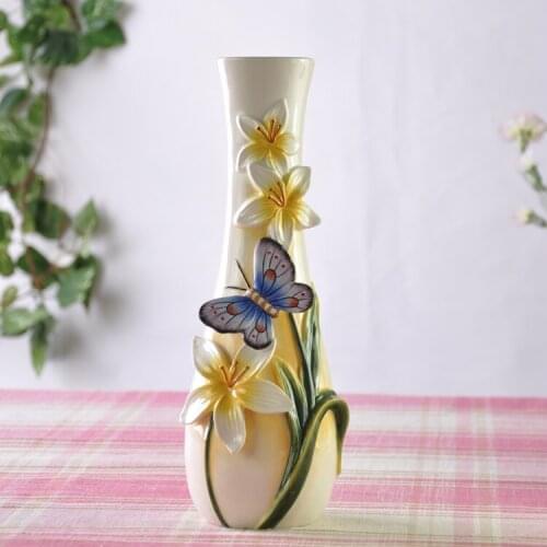 WSHYUFEI European Flower Vase Ornament Ceramic Flower Pot Flower Basket Decoration Living room dining table Home Decor Vases